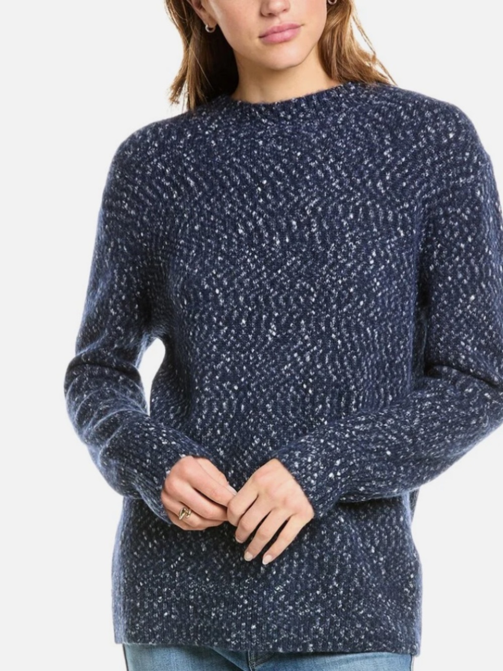 Vince Alpaca Wool Silk-Blend Sweater Size Large Navy Blue‎ Cozy Fall (U)